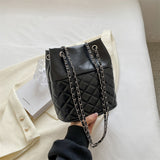 Classical Embroidered Plaid Shoulder Bag Large Capacity Bucket Crossbody Bags For Women Chain Strap Designer Handbags