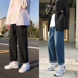 2023 Spring and Autumn Men's Straight Hip Hop Jeans Streetwear Loose Casual Wide Leg Pants Male Brand Trousers Light Blue Black