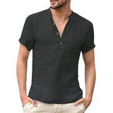 High Quality New Men'S Linen V Neck Bandage T Shirts Male Solid Color Long Sleeves Casual Cotton Linen Tshirt Tops S-3xl