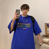 Oversized Letter Print Cotton T Shirts Mens Summer Fashion Graphic Streetwear Teenage Loose Crewneck Pullover Tops Casual Tees