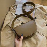 Retro Solid Color Saddle Bag High Quality Leather Shoulder Bags for Women New Simple Ladies Crossbody Bag Designer Handbags