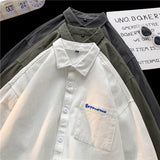 Men Washed Cotton Shirts 2023 Spring Long Sleeve Fashion New Brand Casual Blouses Loose Male Korean Clothing