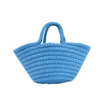 New 2023 Casual Solid Color Woven Bag Women Small Tote Straw Bag Beach Vacation Travel Shopping Shopper Handbag Female Open Bag