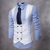 Slim Fit Suit Vest for Men with Double Breasted Single One Piece Male Waistcoat for Formal Wedding Tuxedo Fashion Coat 2023