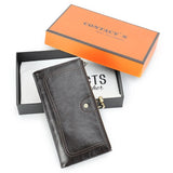 Genuine Leather Wallet Women Long Metal Frame Credit Card Holder Hasp and Zipper Woman Coin Pocket Purse