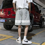 Casual Shorts Men Striped Panelled M-3XL Teens Wide Leg Baggy Korean Fashion Streetwear Trousers Summer Thin Harajuku Sporty New