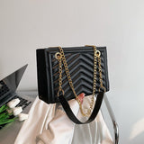 Fashion Striped Shoulder Bag New Design Chain Strap Crossbody Bags For Women Square Pu Leather Handbags For Ladies