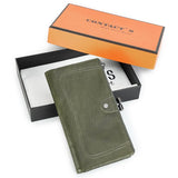 Genuine Leather Wallet Women Long Metal Frame Credit Card Holder Hasp and Zipper Woman Coin Pocket Purse