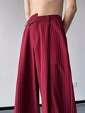 2023 Men's Fashion Trend High Quality Casual Pants Striped Printing Ice Silk Fabric Red/Black Color Loose Suit Pants M-2XL