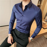 Men Long Sleeve Shirt 2023 New British Style Solid Casual Slim Fit Camisas Y Blusas Formal Dress Chemistry Homme Men Clothing