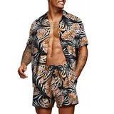 2023 Summer Hawaii Print Sets Men Hawaii Short Sleeve Shirt Shorts Two Piece Clothing Set Casual Palm Tree Floral Beach Suit