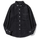 2023 Spring Pure Cotton Denim Shirt Long-sleeved Trendy All-match Men's Tooling Shirt Japanese Casual Jacket Male Brand Jean Top