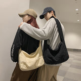 Fashion Ladies Messenger Bag Large Capacity Shopping Bag Unisex Canvas Student Shoulder Bag Solid Color Handbag Women