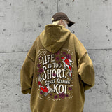 Retro Wash Hooded Sweater Man Large Size Korean Trendy Letter Printed Hoodies Warm Men's Tops Harajuku Street Coat