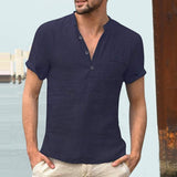 High Quality New Men'S Linen V Neck Bandage T Shirts Male Solid Color Long Sleeves Casual Cotton Linen Tshirt Tops S-3xl