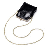 Vintage Genuine Leather Women Clip Bags Small Chain Crossbody Bag Fashion Kiss Lock Phone Bags High Quality Daily Purse Bag