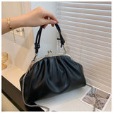 Vintage Women Tote Handbags PU Leather Chain Crossbody Shoulder Bag Small Female Clip Bags Fashion Kiss Lock Purse Bag for Women