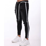 NEW Men Skinny Jeans Biker Destroyed Frayed Fit Denim Ripped Side Stripe Pencil Pants Hip Hop Streetwear Jeans S-3XL