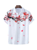 Oversized Men's Hawaiian Shirt Vintage White Japanese Style Clothing Shrot Sleeve Male Flowers Pattern Tops Summer Fashion 2023