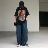 2023 New Streetwear Patchwork  Jeans Cargo Pants Loose Plus Size Wide Leg Pants Harajuku Casual Denim Pants Men Clothing Y2K