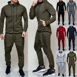 Ilooove 2023 New Autumn Winter 2 Pieces Sets Tracksuit Men Hooded Sweatshirt Drawstring Pants Male Stripe Patchwork Hoodies Big sweety