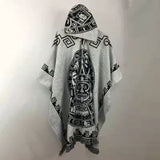 Mens Trench Coat Loose Long Sleeve Hooded Printed Cloak Shawl Poncho Fashion Hip Hop Retro Punk Clothes Casual Pullover Jacket