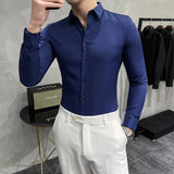 Plus Size 7XL 6XL 5XL Solid Business Formal Wear Long Sleeve Men Dress Shirts Simple All Match Slim Fit Casual Chemise Homme Hot