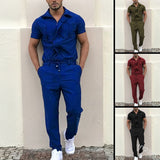 2023 New Mens Rompers Pants Casual Loose One-Piece Suit Overalls Fashion Short Sleeve Jumpsuit Streetwear Men Ropa De Hombre