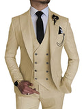 Male Blazer Sets Peak Lapel Double Breasted 3Pcs Solid Color Elegant Slim Fit Men Suits Wedding Prom Groom (Blazer+Vest+Pant)