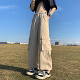 Ilooove Men's 6XL 7XL 8XL Oversized Quick Dry Green Navy Track Cargo Pants Trousers Wide Leg Pants Sweatpants Men Korean Summer Clothes