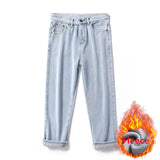 2023 Spring and Autumn Men's Straight Hip Hop Jeans Streetwear Loose Casual Wide Leg Pants Male Brand Trousers Light Blue Black