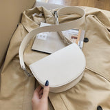 Retro Solid Color Saddle Bag High Quality Leather Shoulder Bags for Women New Simple Ladies Crossbody Bag Designer Handbags