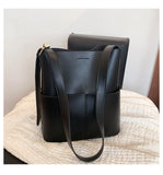 Women's Shoulder Bag New Casual Large Capacity Bucket Crossbody Pack Multifunction PU Leather Messenger Bags