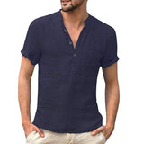 High Quality New Men'S Linen V Neck Bandage T Shirts Male Solid Color Long Sleeves Casual Cotton Linen Tshirt Tops S-3xl