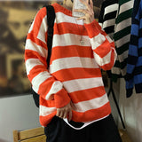 Stripe Knitted Sweater Men Autumn Winter Baggy Long Sleeves Tops Fashion All-Match Trend Streetwear Ins Vintage Y2K Male Clothes