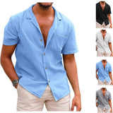 Men's Loose big size Hawaiian Shirts Fashion Causal Cotton Linen Button Down Holiday Shirts