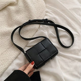 Luxury Mini Ladies Square Weave Bag PU Leather Shoulder Crossbody Bags for Women 2022 Spring Small Purses and Handbags Designer