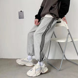 Ilooove Men's Y2K Vintage 2023 Casual Wide Leg Pants Sweatpants Jogging Women Stripe Sports Sweat Drawstring Pants Streetwear For Men