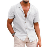 Men's Loose big size Hawaiian Shirts Fashion Causal Cotton Linen Button Down Holiday Shirts