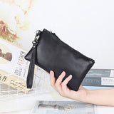 Genuine Leather Women Clutch Wallet High Quality Real Cow Leather Long Wallets Wrist Strap Female Purse Solid Money Phone Bag