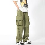 2023 Men's American Streetwear Cargo Casual Pants Fashion Trend Solid Color Sweatpants Pocket Decoration Trousers  S-3XL