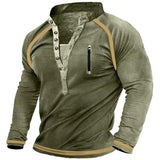 Spring Autumn Men Outdoor Tactical T-Shirts Thick Cotton V-neck Long Sleeve Tees Shirt Male Oversized Sweatshirt Male Clothes