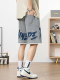 2023 New Summer Men's Shorts Hip Hop Letter Drawstring Baggy Cotton Sweatshorts Male Straight Wide Short Sweatpants Streetwear