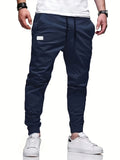 Ilooove - Trendy Solid Cargo Pants, Men's Multi Flap Pocket Trousers, Loose Casual Outdoor Pants, Men's Work Pants Outdoors Streetwear Hiphop Style