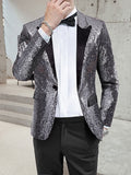 Men's Streetwear Party Sparkle Blazer Regular Regular Fit Sequin Black Silver Red Blue Gold 2023