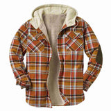 Ilooove - Thickened Warm Men's Shirt Jacket Autumn Winter Plaid Hooded Jacket & Coat