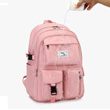 Women's Unisex Backpack School Bag Bookbag Functional Backpack School Outdoor Daily Solid Color Oxford Cloth Adjustable Large Capacity Waterproof Zipper Black Pink Purple