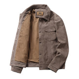 Ilooove - Men's Thin Suede Jacket Ture US Size  Black Vest Men's Brown Khaki Grey Color Suede Jacket