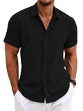 Men's Shirt Linen Shirt Casual Shirt Summer Shirt Beach Shirt Button Down Shirt Black White Pink Short Sleeve Plain Lapel Summer Casual Daily Clothing Apparel