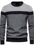 Men's Pullover Sweater Jumper Ribbed Knit Knitted Print Stripe Stand Collar Fashion Streetwear Daily Wear Vacation Clothing Apparel Fall & Winter Navy Blue Orange M L XL